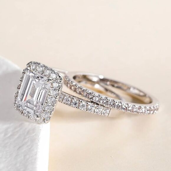 Emerald Cut Engagement Ring Band Stack - Picture 6 of 6